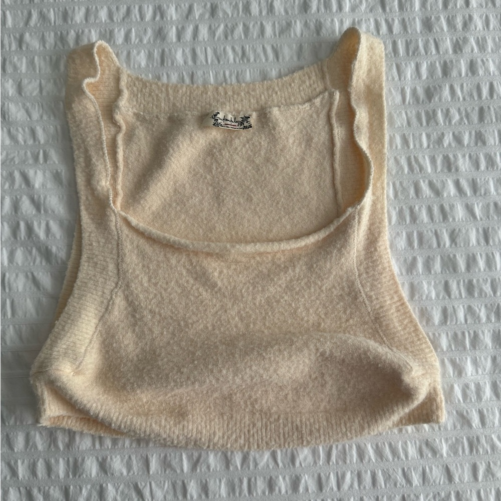 Free People Cropped Cream Sweater Tank